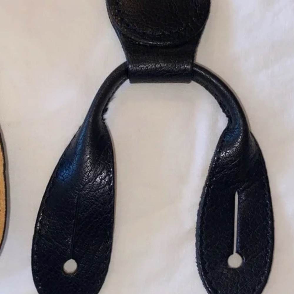 Coach burgundy suspenders, adjustable black leather button tans One Size - Picture 3 of 8